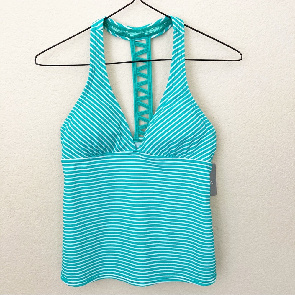 Athlete Zahara Lattice Back Stripe Tankini